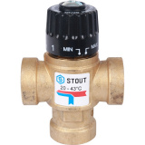Термостатический смеситель Stout 3/4" вн.р. kv 1,6, 20-43°С