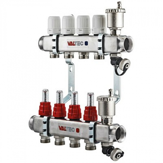 Группа коллекторная Valtec нержавеющая с расходомерам 1", 8 х 3/4" - 1