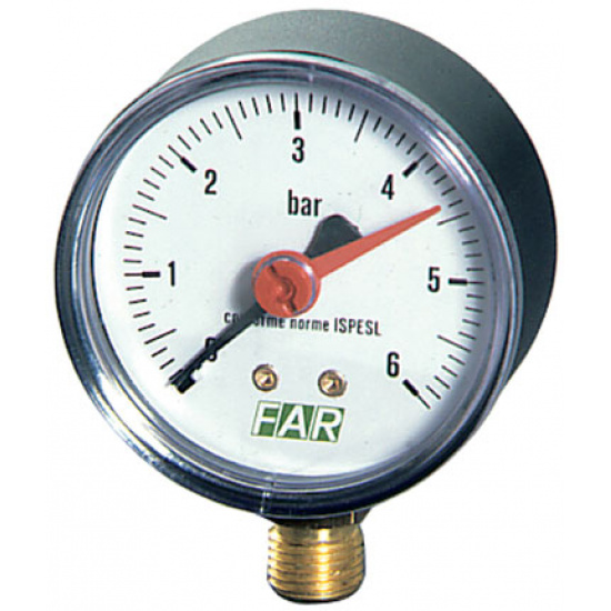 Манометр 1/4" (торцевое соед.) , 0-6 бар, - 20-80 °C, O 63 мм - 1