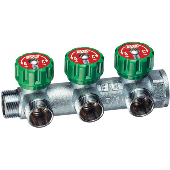 Коллектор регулирующий 3/4" FAR 3 х 1/2" М24х19 - 1
