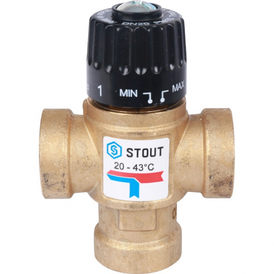 Термостатический смеситель Stout 3/4" вн.р. kv 1,6, 20-43°С - 1