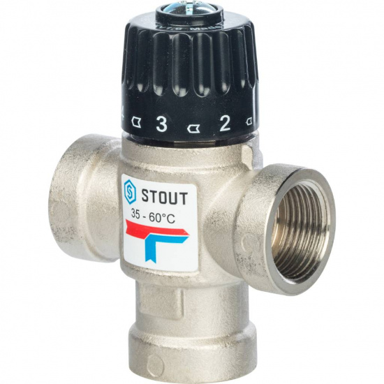 Термостатический смеситель Stout 3/4" вн.р. kv 1,6, 35-60°С - 1