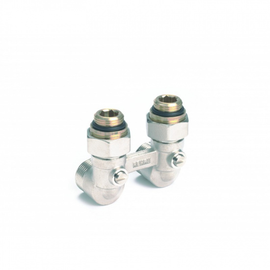 Пара шаровых кранов с соединение нип. 3/4" x 1/2" , угловой - 1