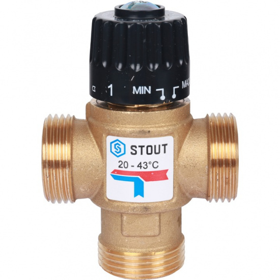Термостатический смеситель Stout 1" нар.р. kv 2,5, 20-43°С - 1
